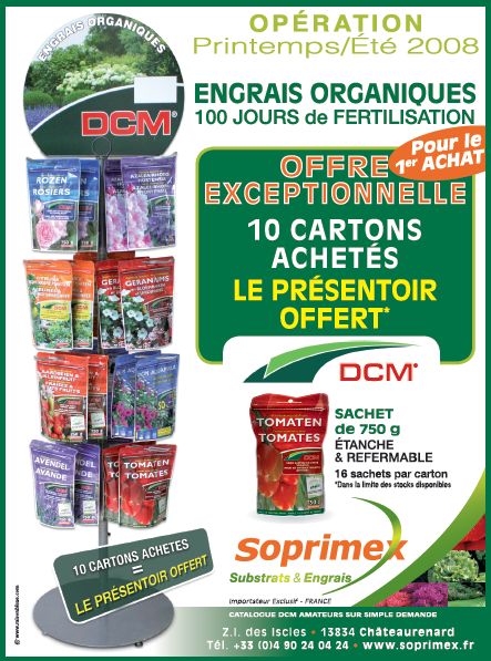 Promo Cartons Engrais Organique Biologique DCM